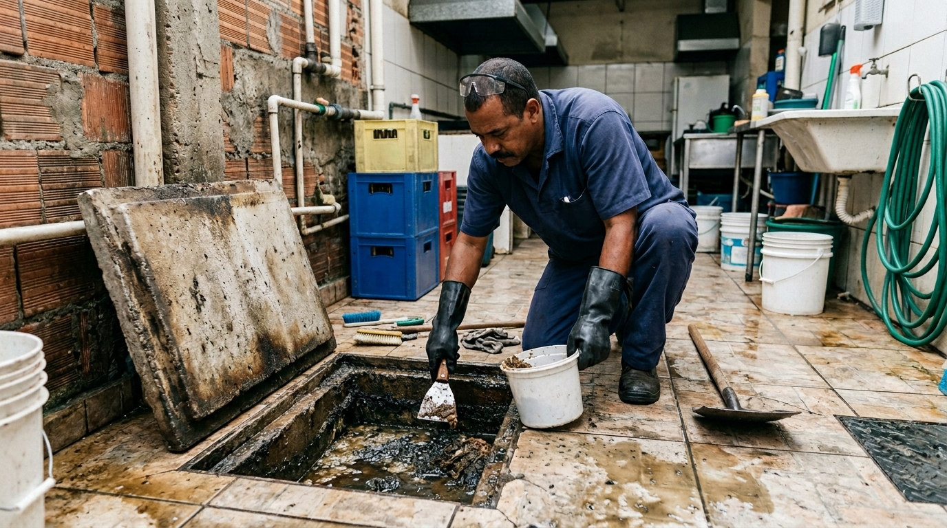Limpeza de caixa de gordura residencial em Boa Vista‑RR